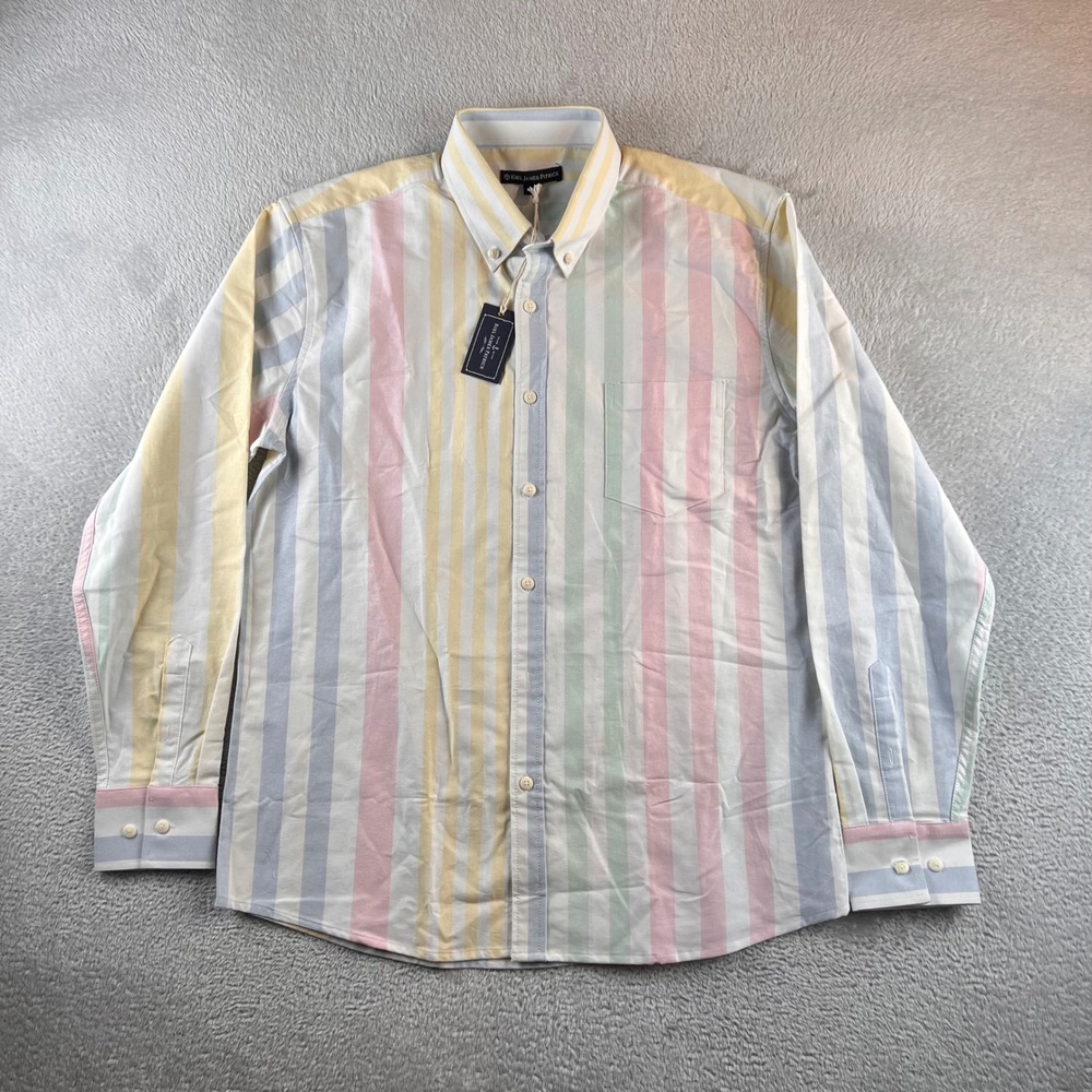Kiel James Patrick Mens Pastel Multi Color Striped Button Down Shirt Small NWT